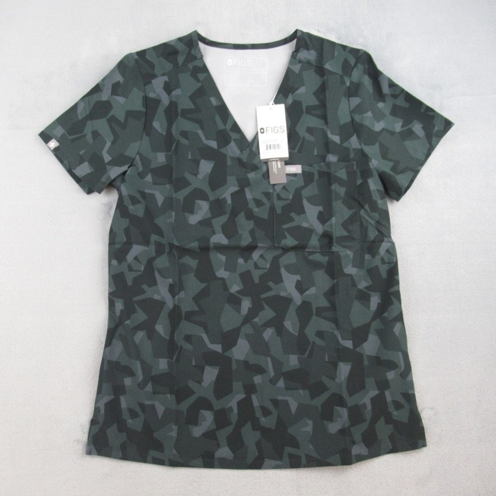 FIGS Catarina One-Pocket Scrub Top XS Printed Frecx Dark Grey Camo W23SW1066 NEW